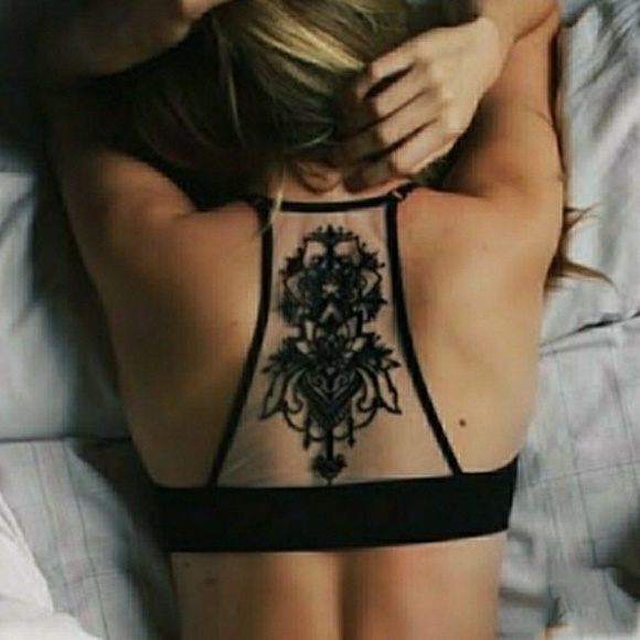 BRAND NEW -SEXY BLACK TATTOO RACER BACK BRALETTE - Picture 2 of 7